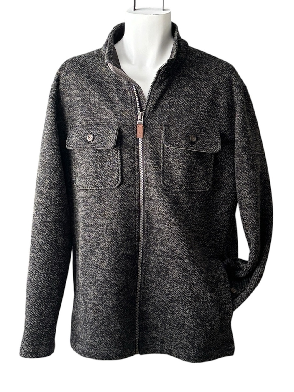 G.H. Bass & Co. Men’s XL Shacket Fleece Jacket Charcoal Gray Full Zip Explorer - Picture 4 of 10